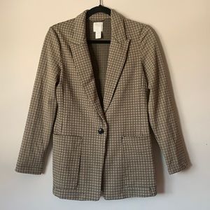 hm print long blazer